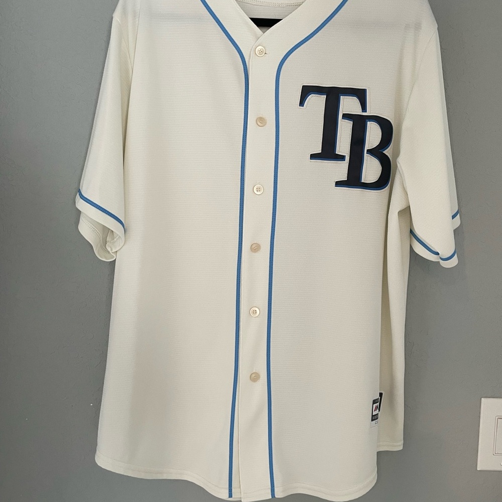 Tampa Bay Rays Cream and Blue Baseball Jersey - Picture 2 of 6